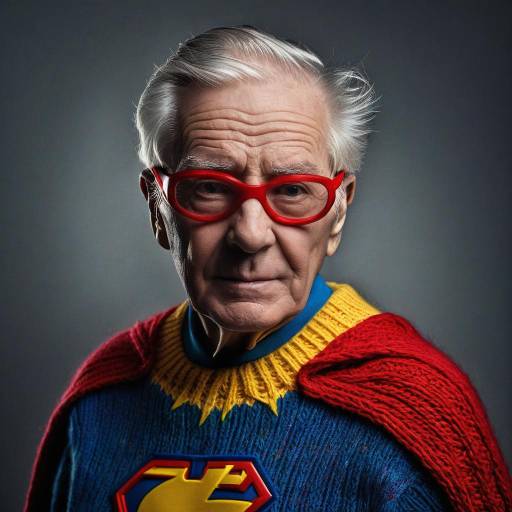 Elderly Superhero in Colorful Costume Portrait