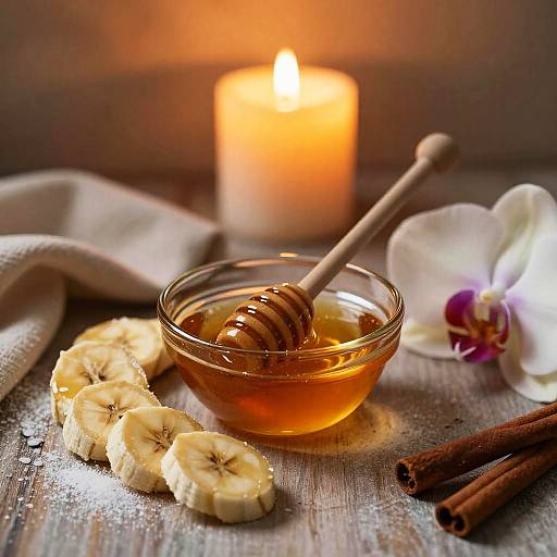 Cozy Candlelit Honey Still Life