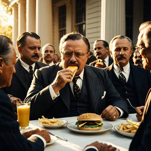 Theodore Roosevelt Eating Cheeseburger with Progressive Era Presidents