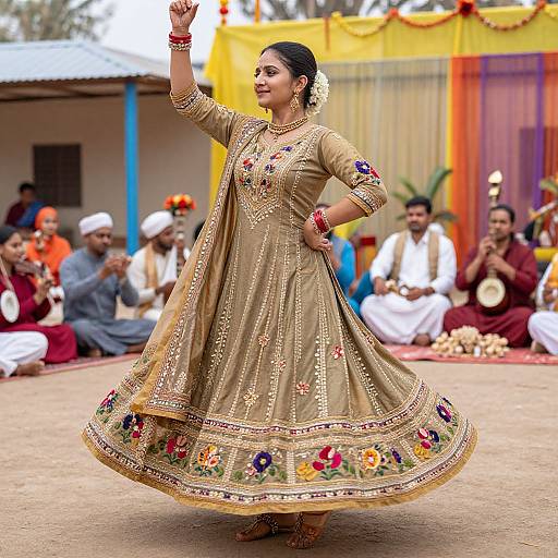 Graceful Woman in Earthy Gemini Shalwar Kameez