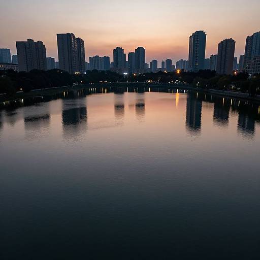 Tranquil Urban Twilight Pond