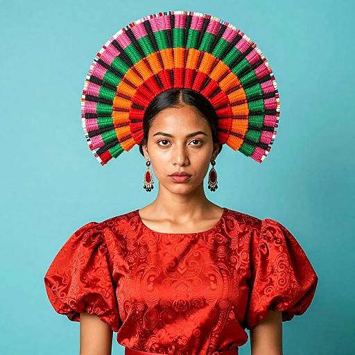 Vibrant Portrait of Woman in Headdress