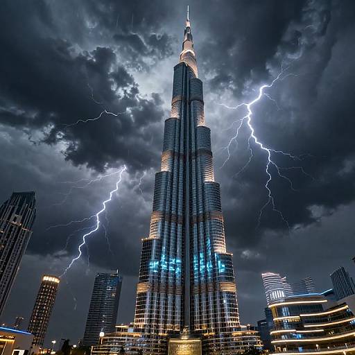 AI-Driven Burj Khalifa in Storm