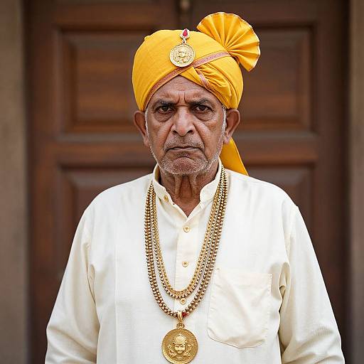 Elderly Indian Man in Traditional Attire