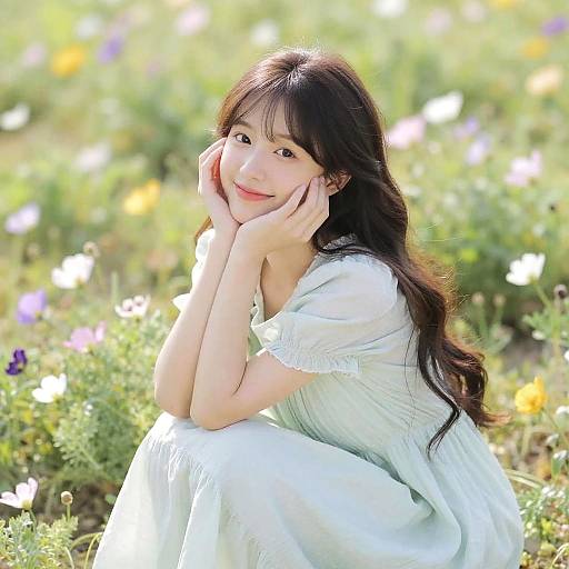 Whimsical Girl in Sunlit Meadow