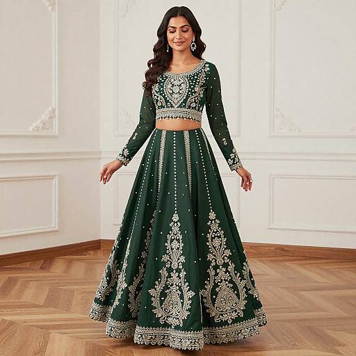 Elegant Woman in Embroidered Lehenga