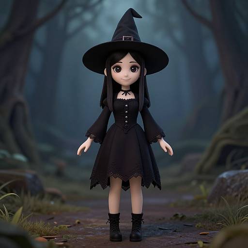 Cute Gothic Witch Girl Portrait