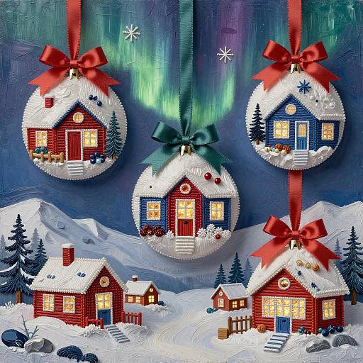 Volumetric Textile Diorama: Inuit Aurora Ornaments