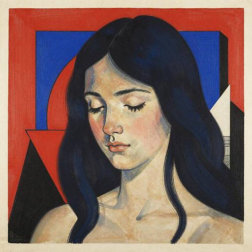 Bauhaus Style Girl with Navy Hair