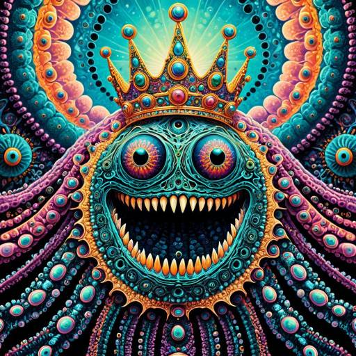 Psychedelic Amorphous Blob Creature with Crown