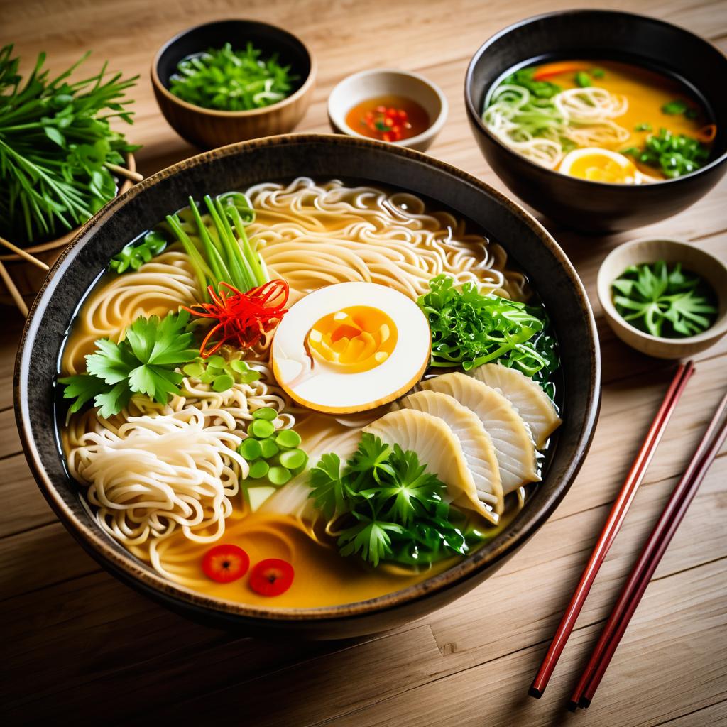 Warm and Colorful Ramen Bowl Display