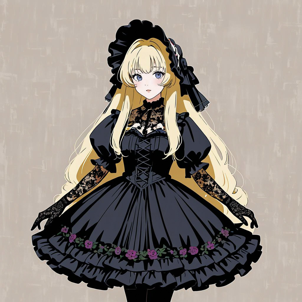 Shy Teenager in Gothic Lolita Fashion