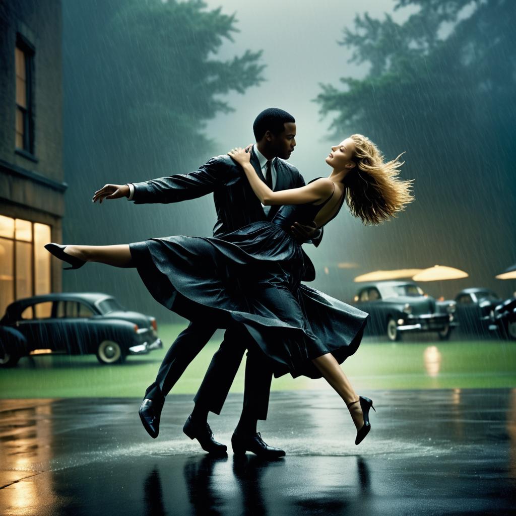 Dancing Couple in Vintage Rain Photography