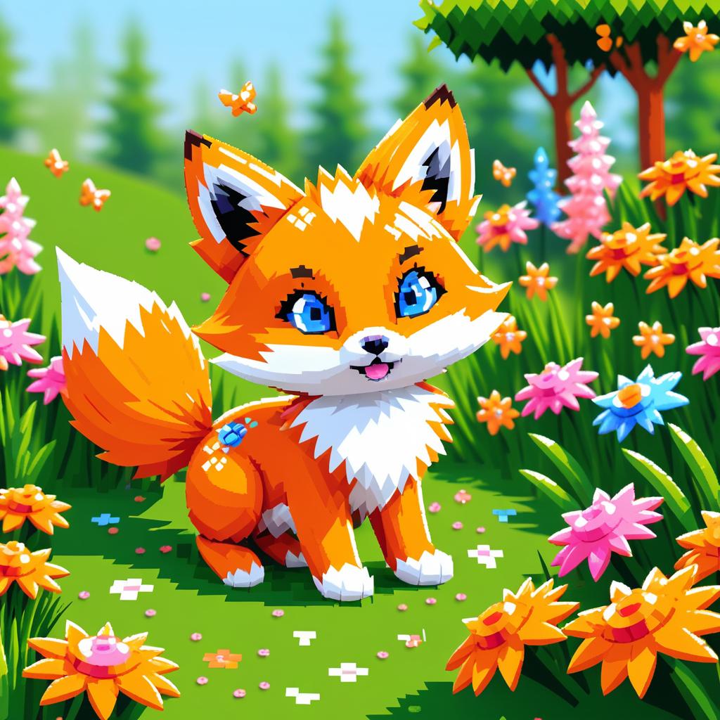 Charming Orange Fox in a Vibrant Garden