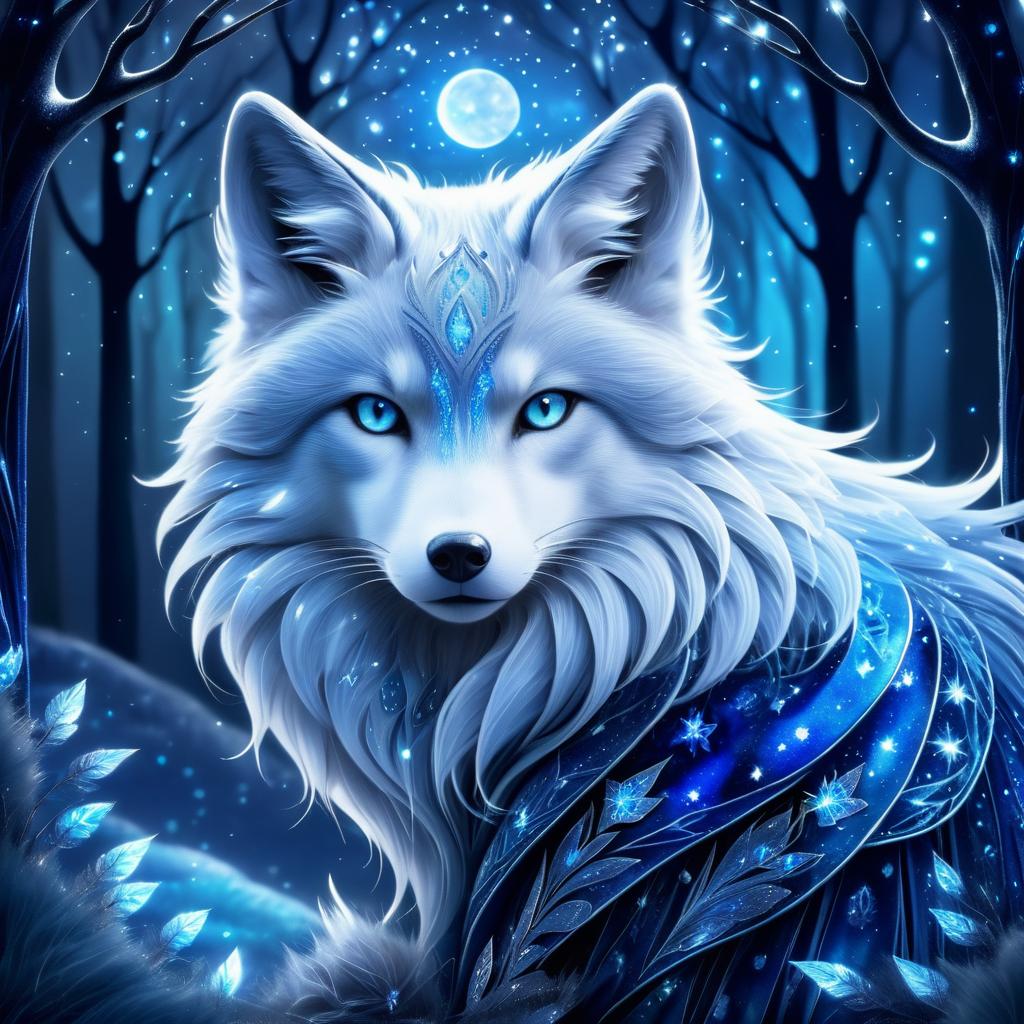 Enchanting Silver Fox in Moonlit Glade