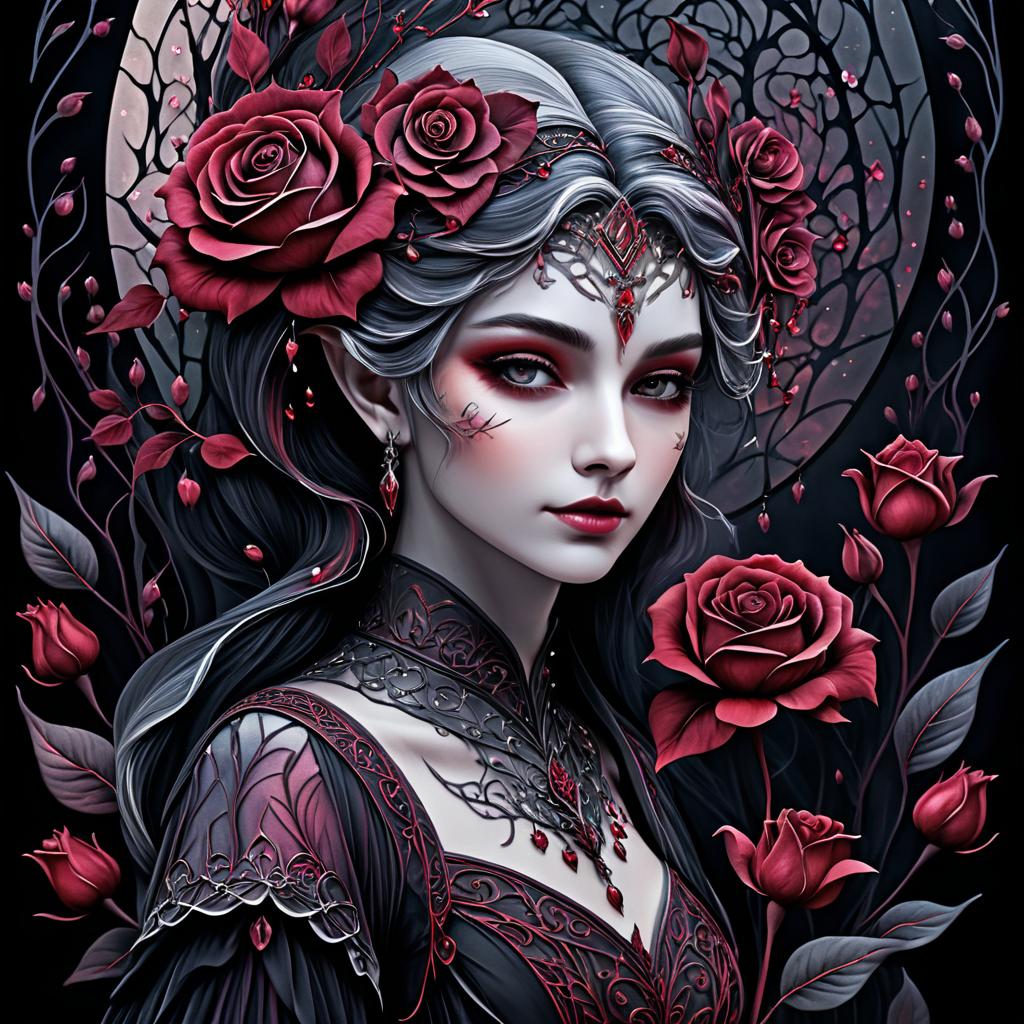 Ethereal Elf Surrounded by Roses