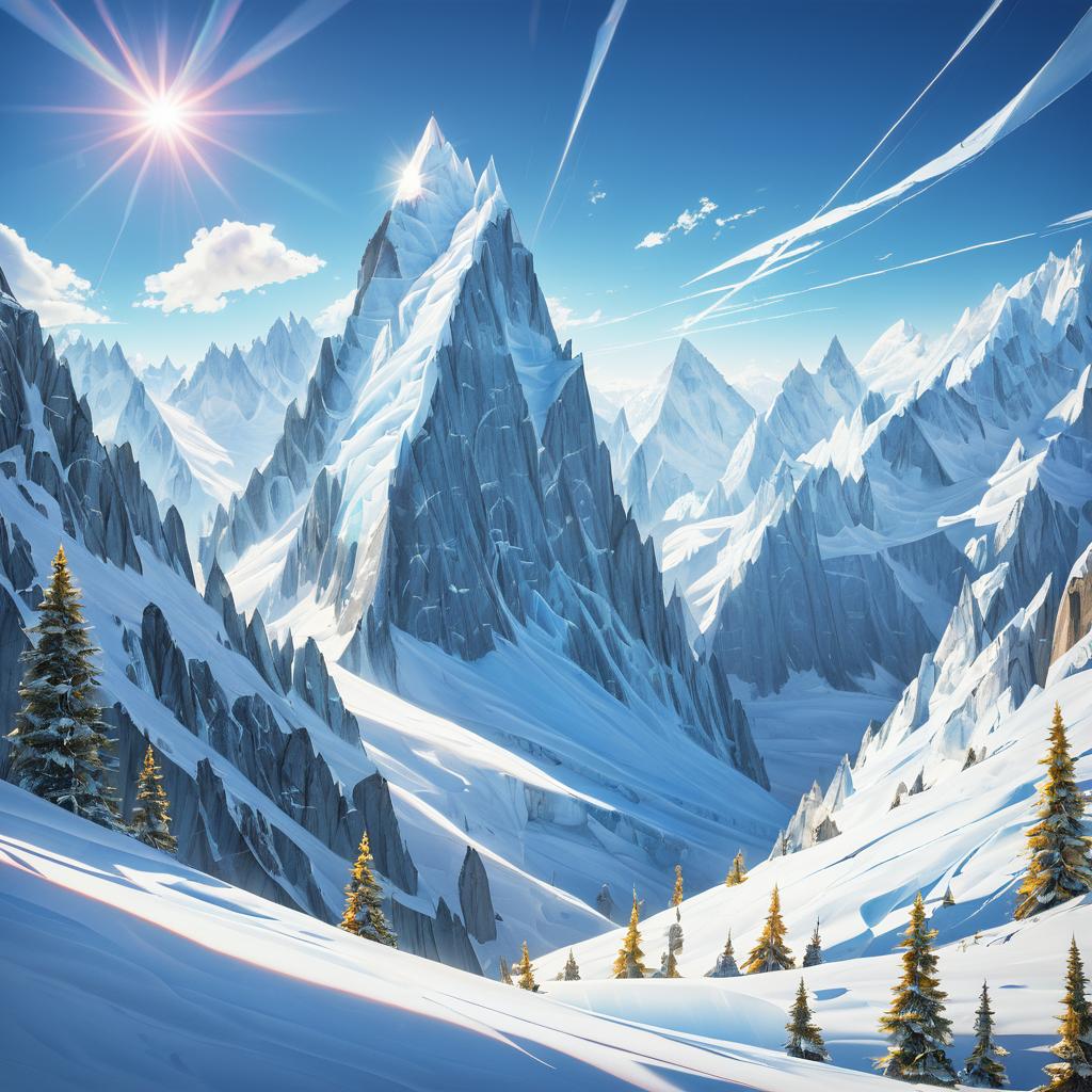 Surreal Snow-Capped Peaks and Icy Cliffs