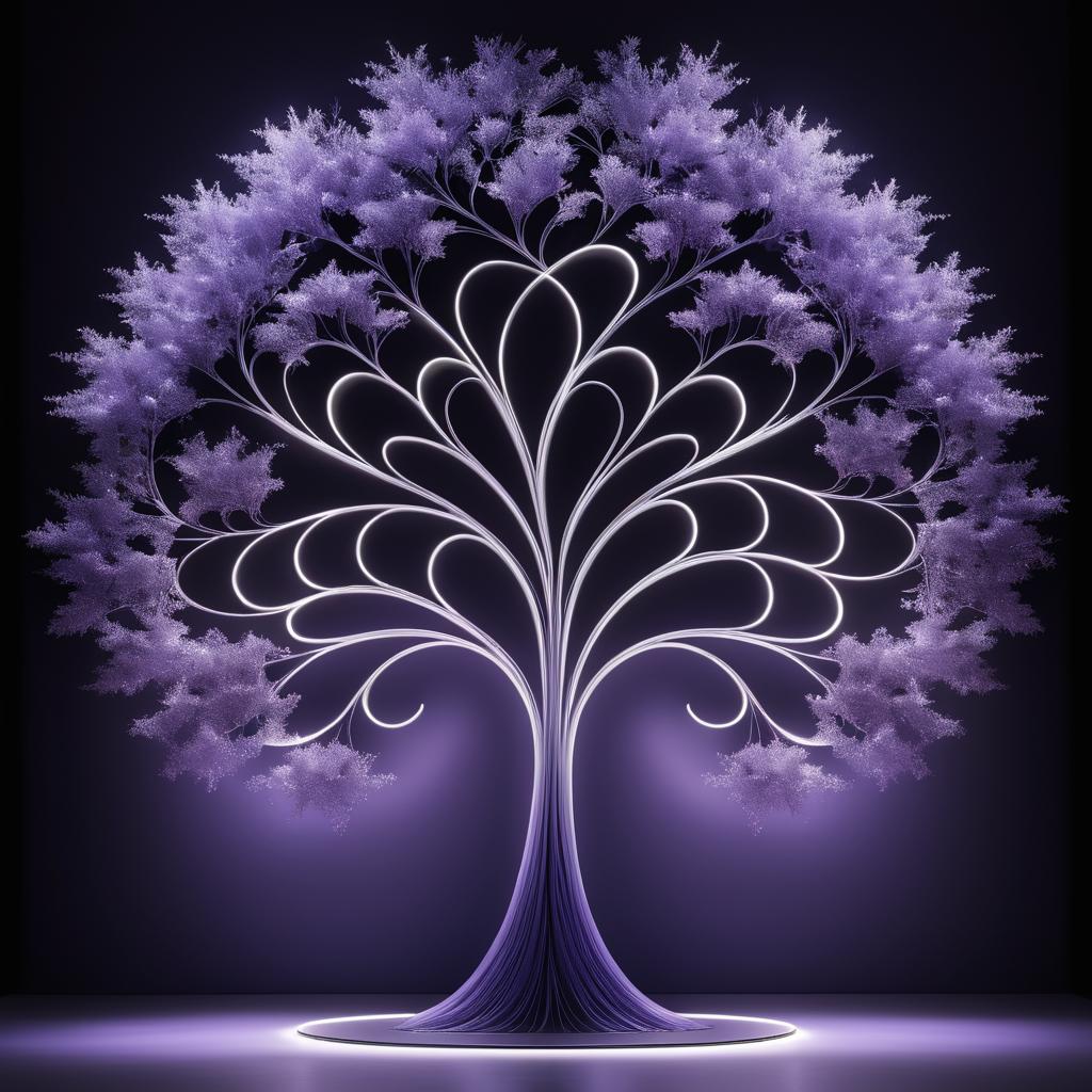 Ethereal Tree Light Art in Lavender