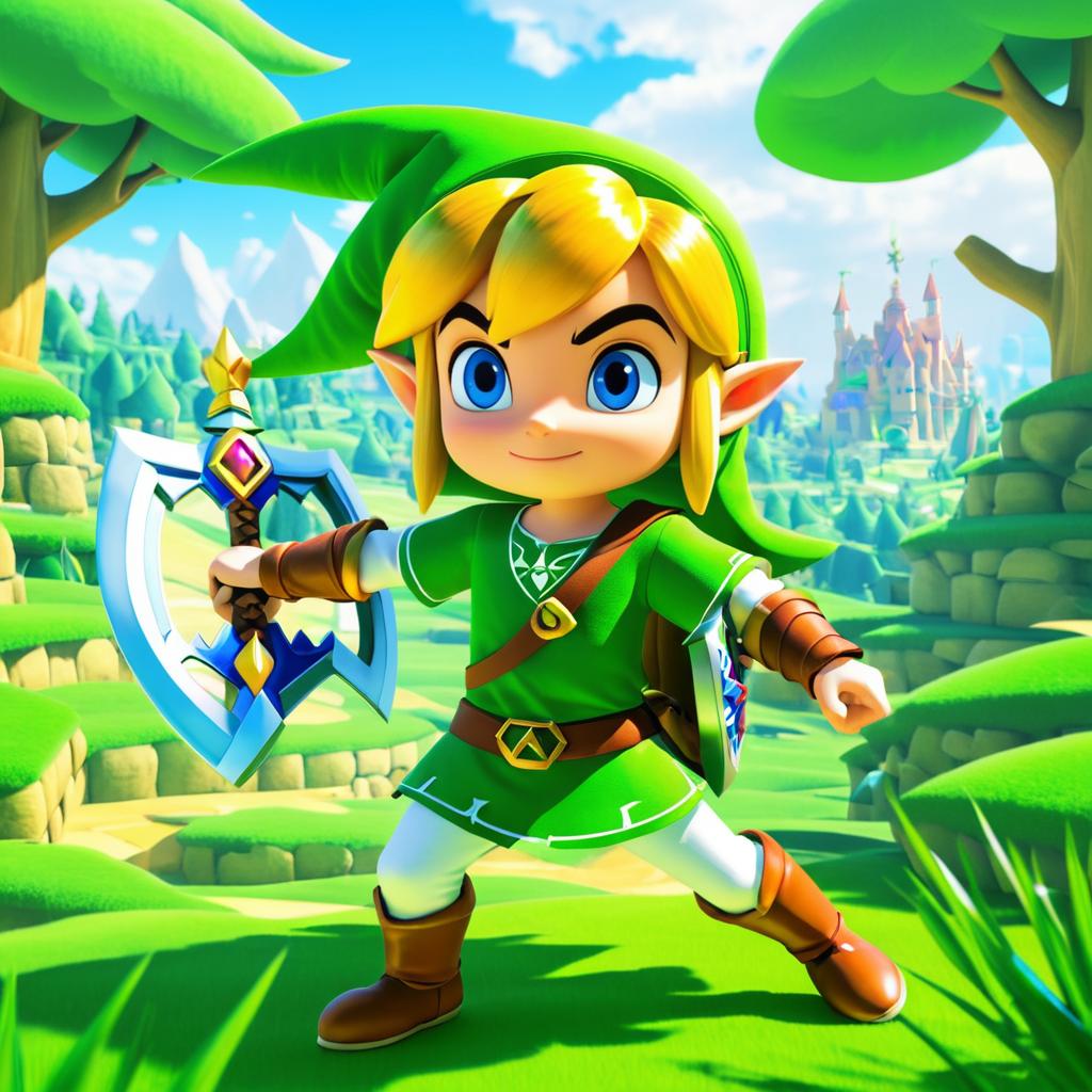 Whimsical Link in Cartoon Art Style