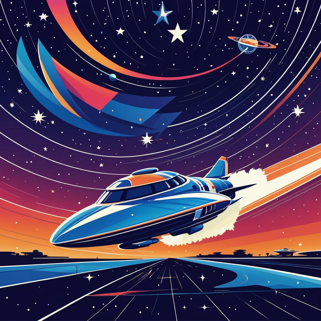 Retro Spaceship Launching with Australian Flag