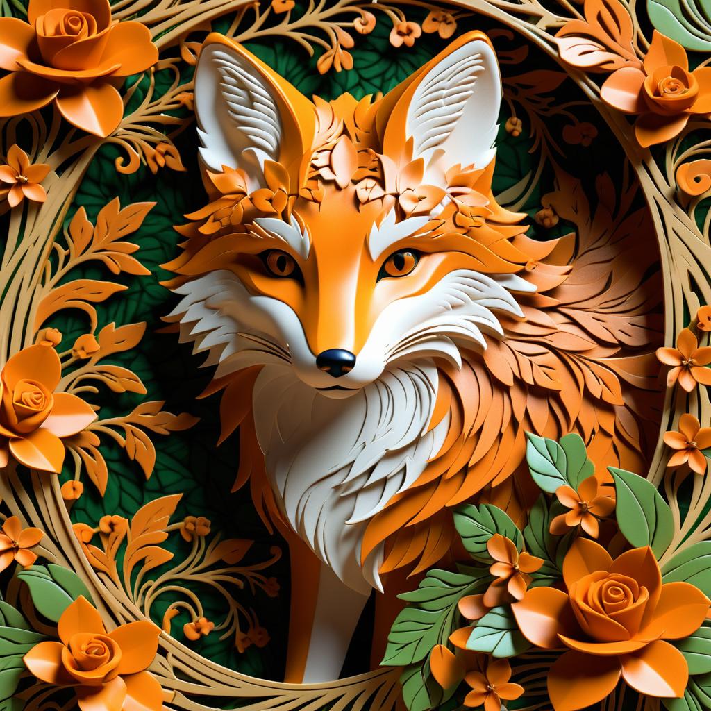 Intricate Floral Fox in Fine Art Style