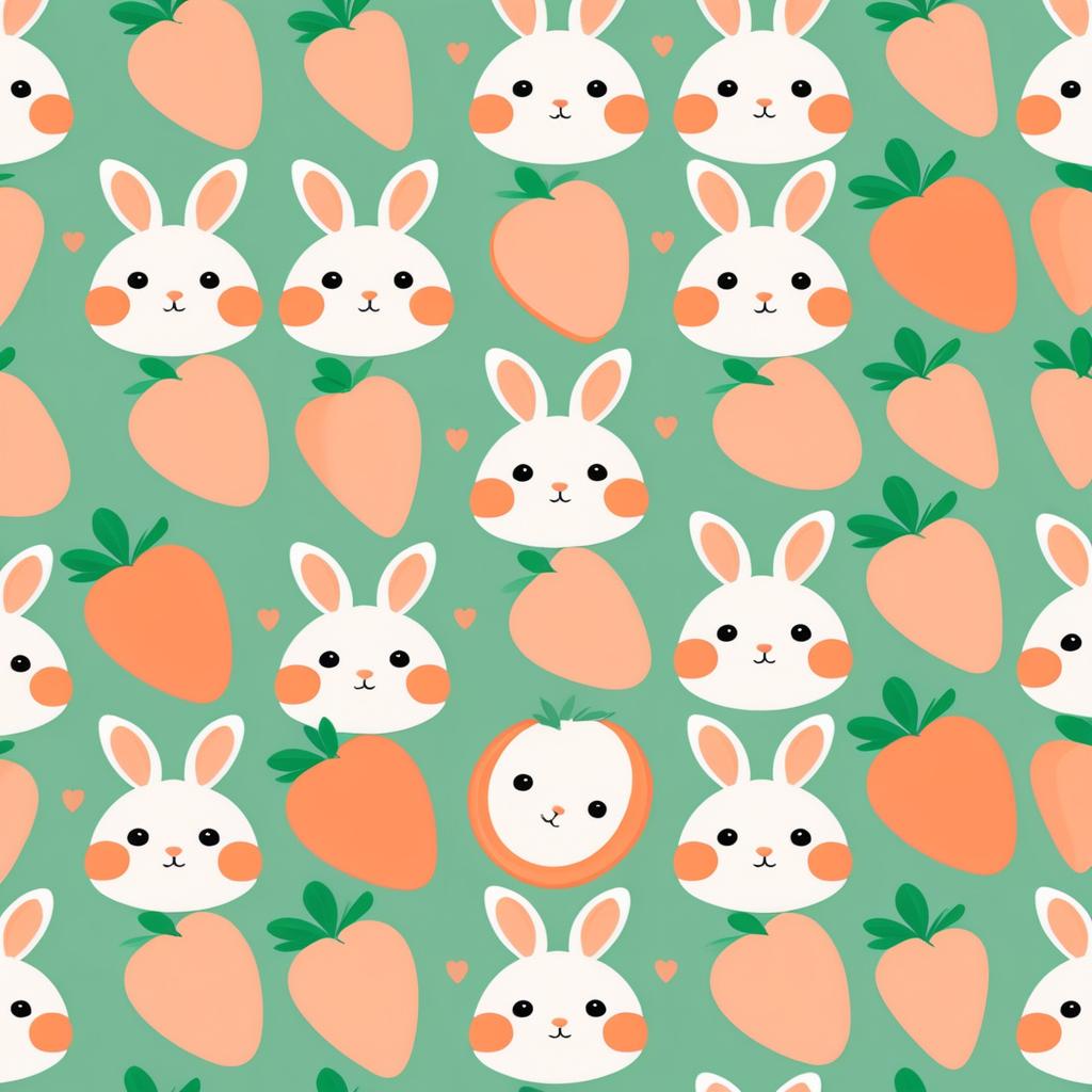 Kawaii Bunny and Carrot Pattern Design