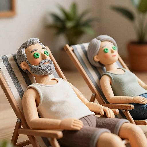 Elderly Figures Relaxing in Sunshine
