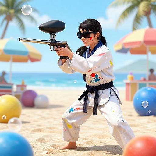 Vibrant Evil Japanese Woman Paintball