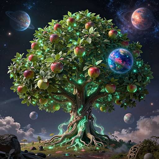 Hyperrealistic Alien Cosmic Tree