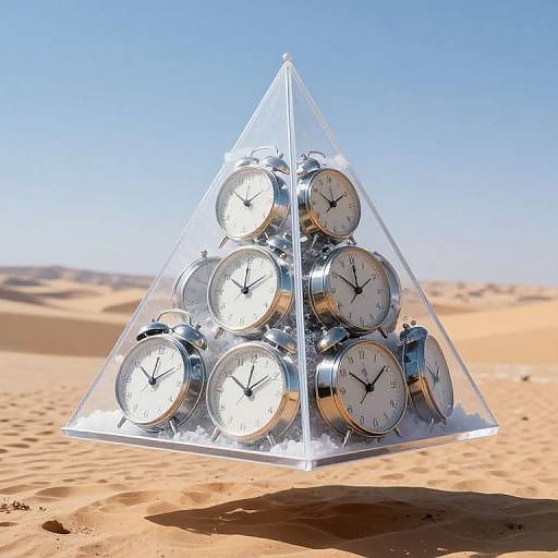 Transparent Pyramid with Frozen Clocks