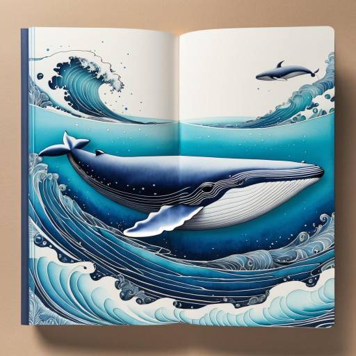 Detailed Whale Illustration on Open Book