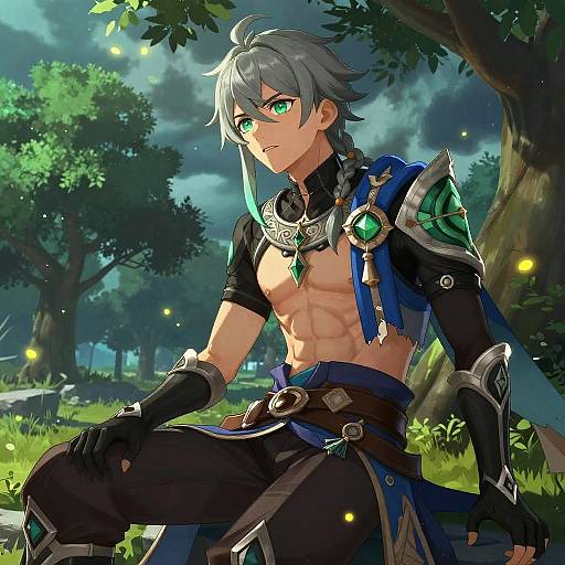 Aether from Genshin Impact in Fantasy Orchard