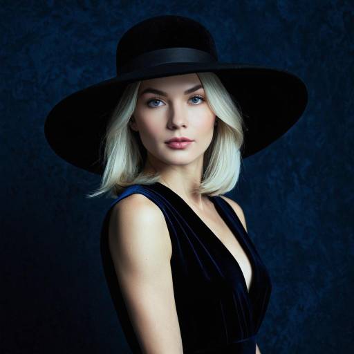 Elegant Woman in Black Dress and Wide-Brim Hat Elegant Woman in Black Dress and Wide-Brim Hat