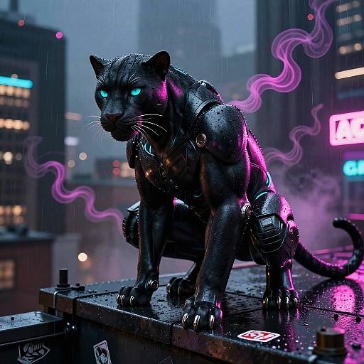 Sleek Armored Cyborg Panther