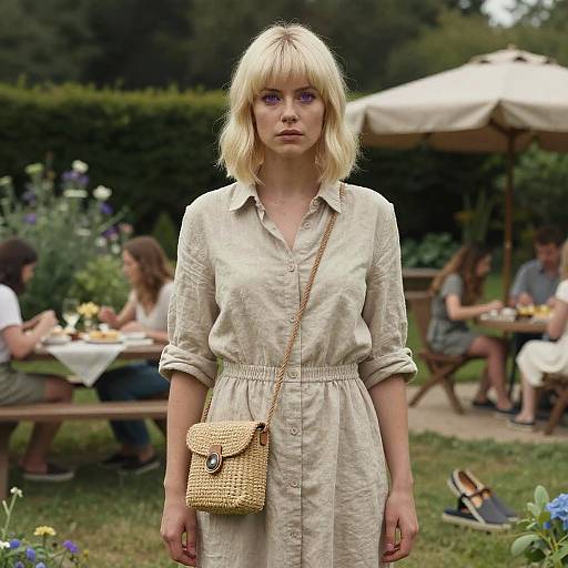 Dystopian Picnic: Platinum Blonde with Purple Eyes