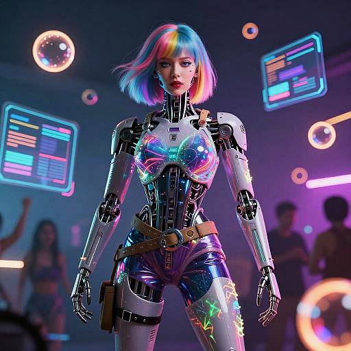 Cybernetic Raver with Futuristic Aura