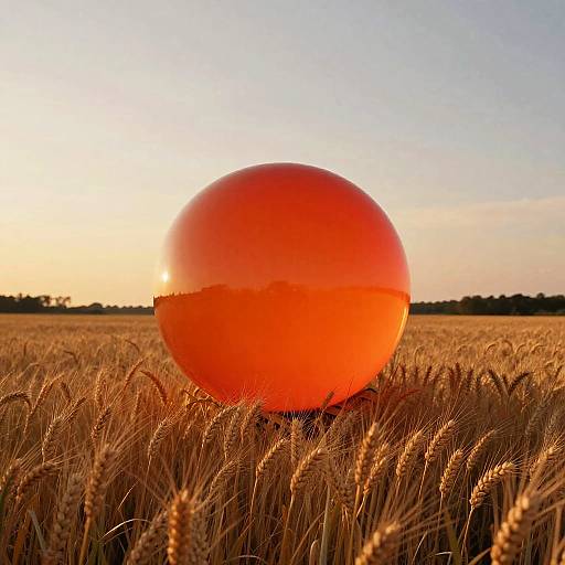 Glowing Orb over Golden Wheat Field
