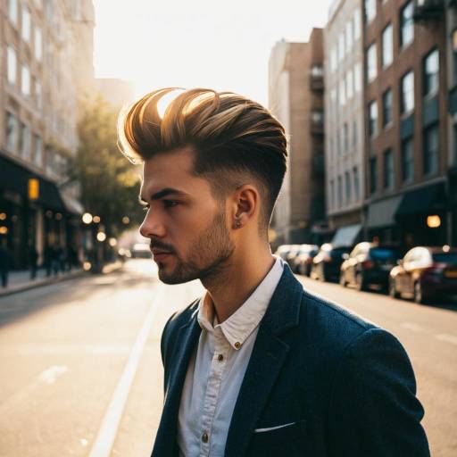 Stylish Pompadour Fade in Urban Setting