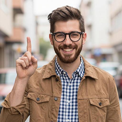 Cheerful Young Man in Urban Setting