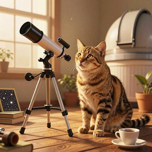 Realistic Cougar Astronomer Pencil Sketch