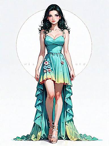 Elegant Woman in Emerald Satin Dress