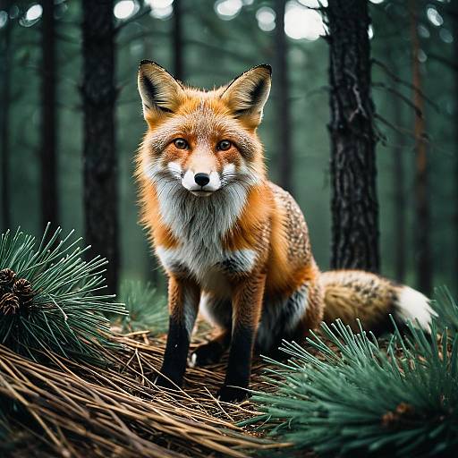 Pine Needle Fox in Forest