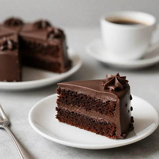 Blurry Chocolate Cake Still Life with Coffee