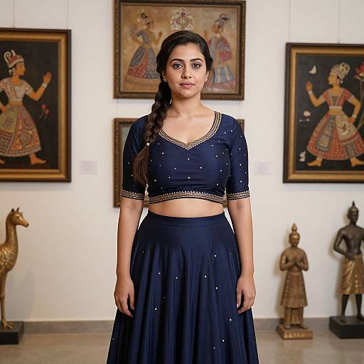 Confident Gujarati Woman in Heritage Gallery