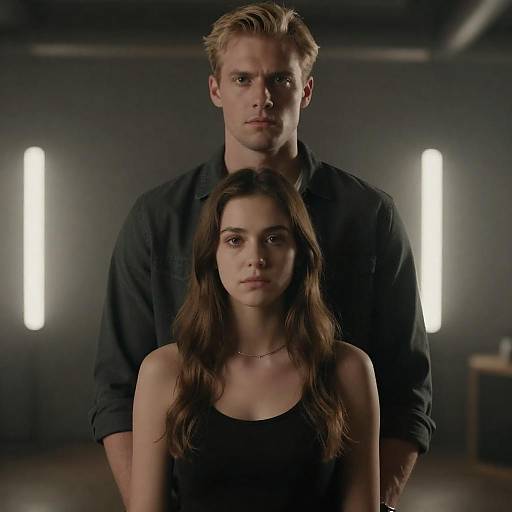 Industrial Backlit Couple Portrait with Embrace