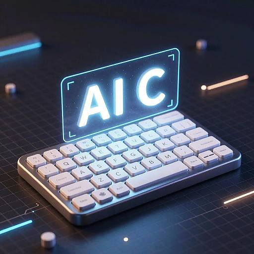 Photograph of a glowing, futuristic white keyboard with illuminated 