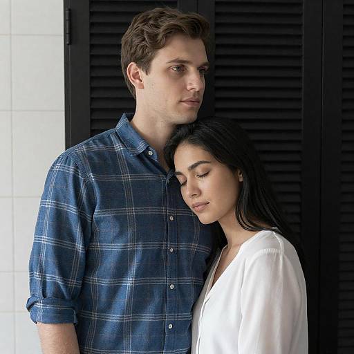 Intimate Portrait by Black Louvered Door