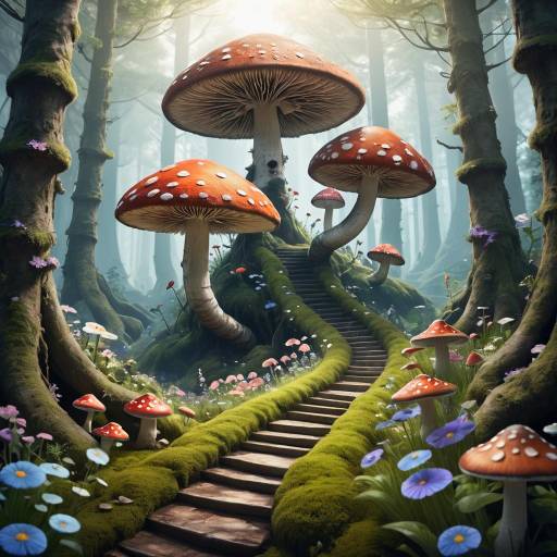 Enchanted Forest Path with Fantasy Flora