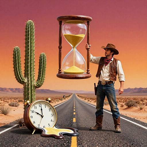 Surreal Desert Highway Timepiece Collage