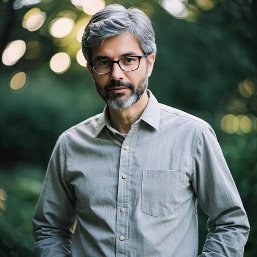 Portrait of Man with Gray Hair and Glasses